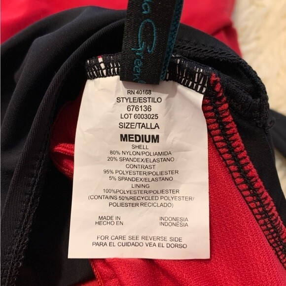 NWOT Aqua Green Colorblock One Piece Bathing Suit, Red/Black M - Picture 5 of 5